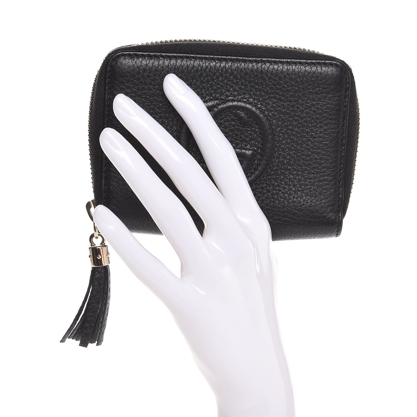 Pebbled Calfskin Soho Compact Disco Zip Around Wallet Black