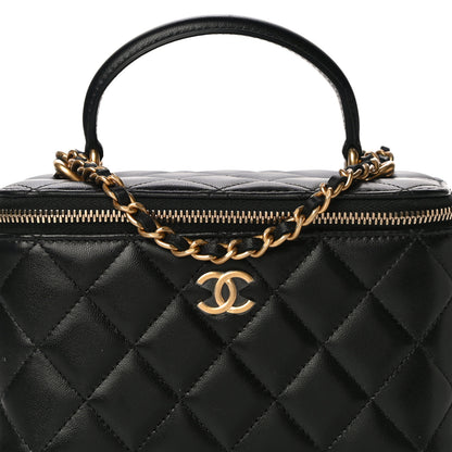 Chanel Lambskin Quilted Small Top Handle Vanity Case With Chain Black 10 of 13