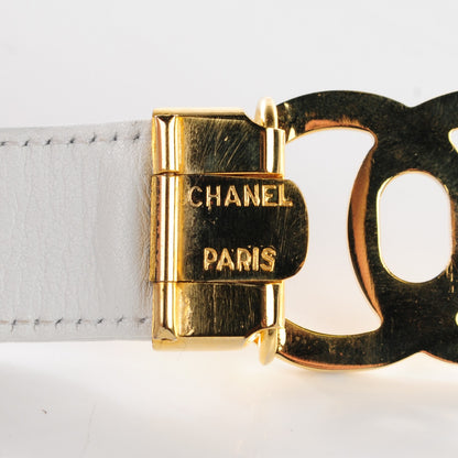 Chanel Lambskin Stitched CC Belt 75 30 White 5 of 6