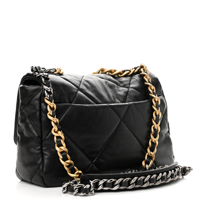 Chanel Shiny Goatskin Quilted Medium Chanel 19 Flap Black 3 of 9