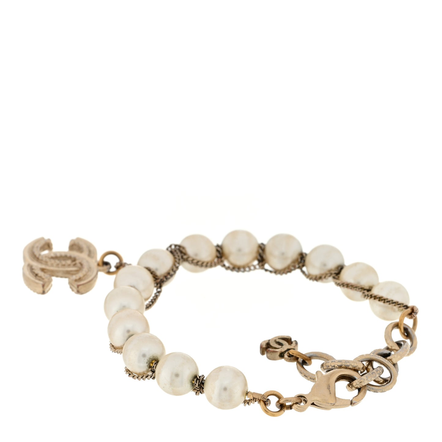 Pearl CC Bracelet Gold