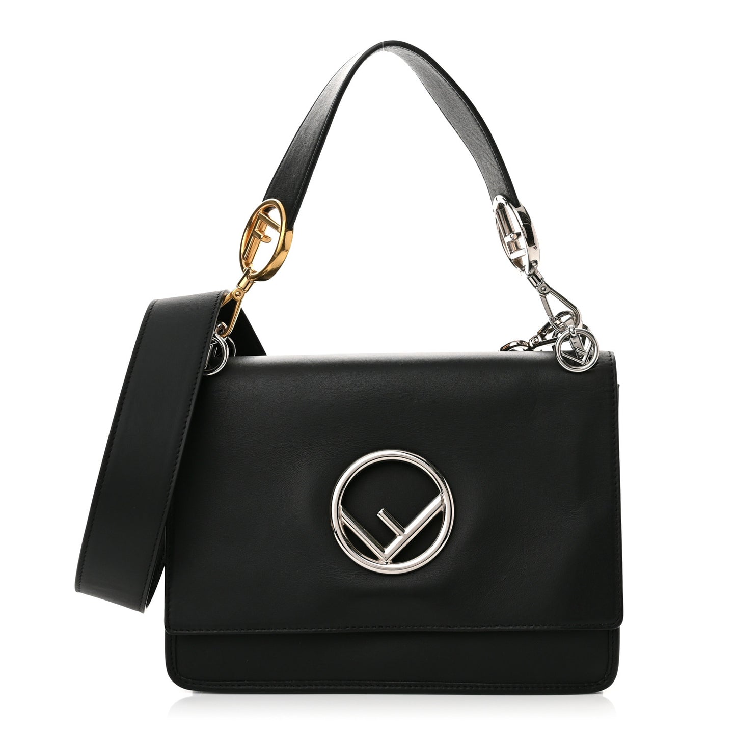 Vitello Century Opaco F is Fendi Kan I Shoulder Bag Black