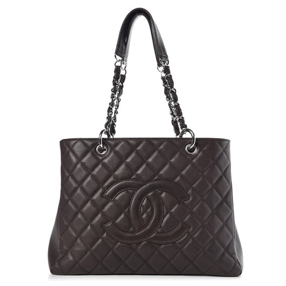 Chanel Caviar Quilted Grand Shopping Tote GST Dark Brown 1 of 7