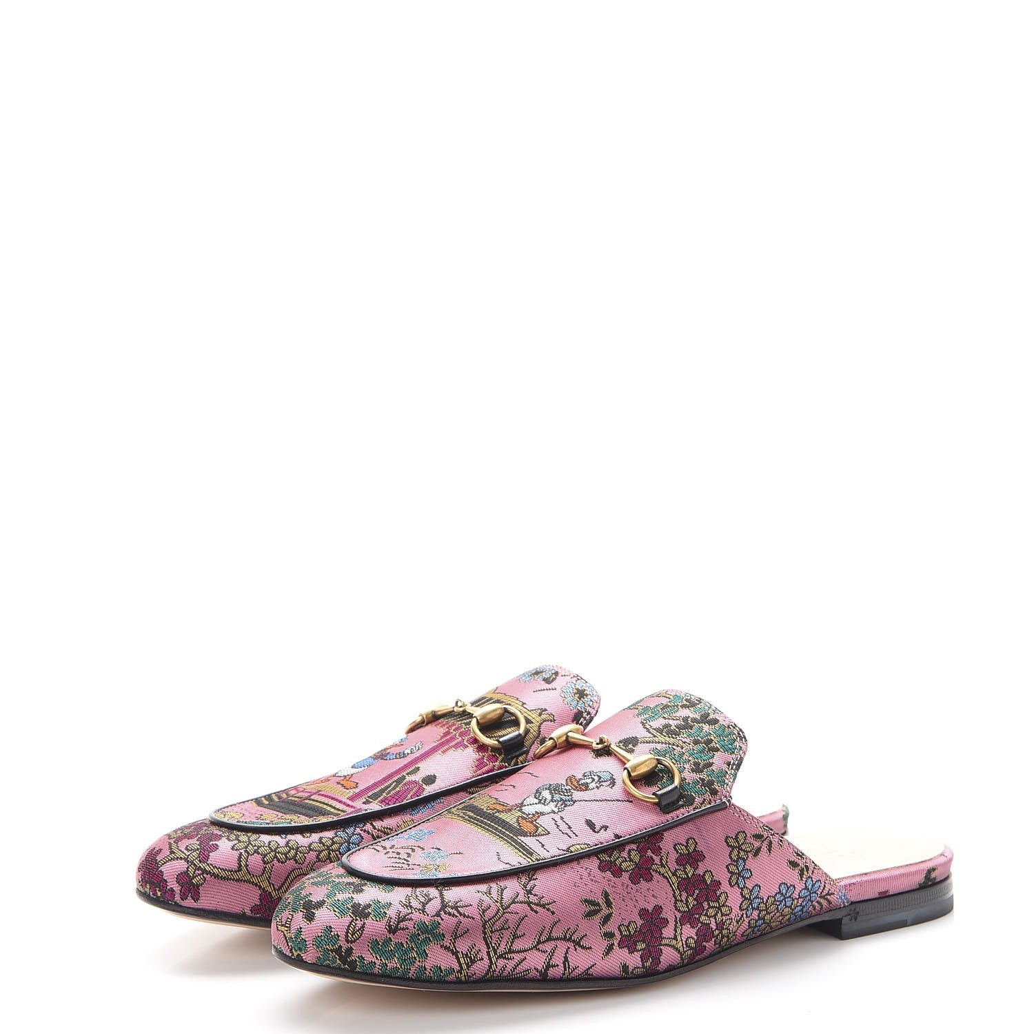 Gucci X DISNEY Jacquard Japanese Donald Duck Womens Princetown Slippers 38.5 Pink Black 3 of 10