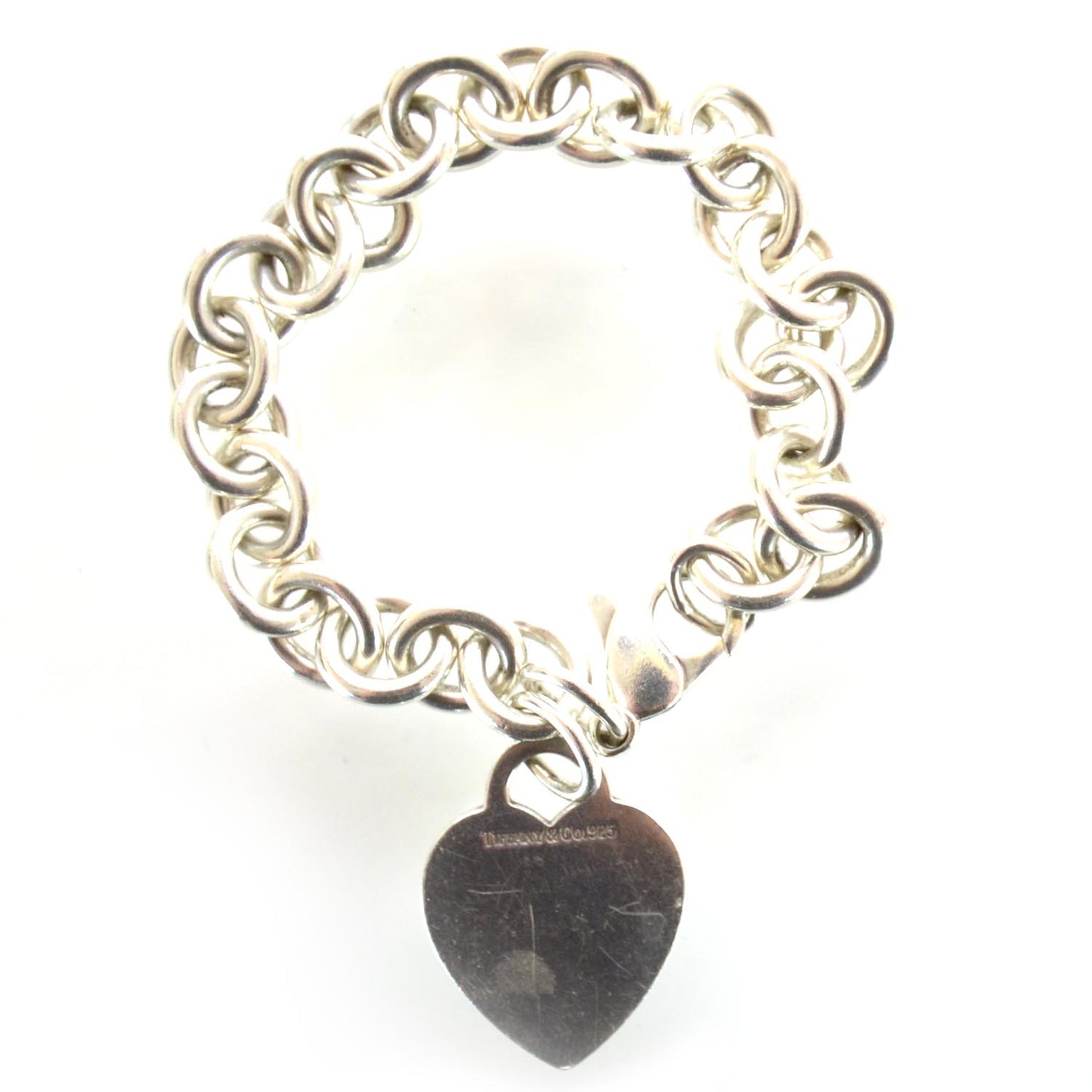 Sterling Silver Heart Tag Charm Bracelet