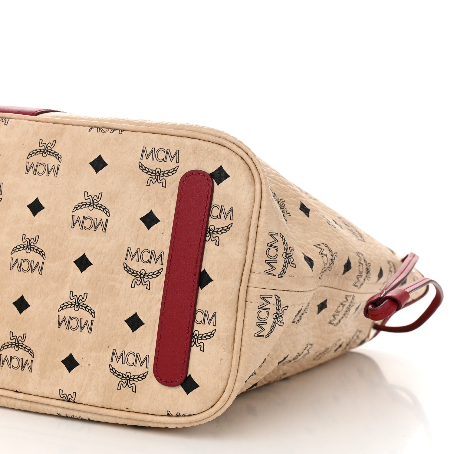 MCM Visetos Medium Liz Reversible Shopper Tote Beige Ruby Red 17 of 17