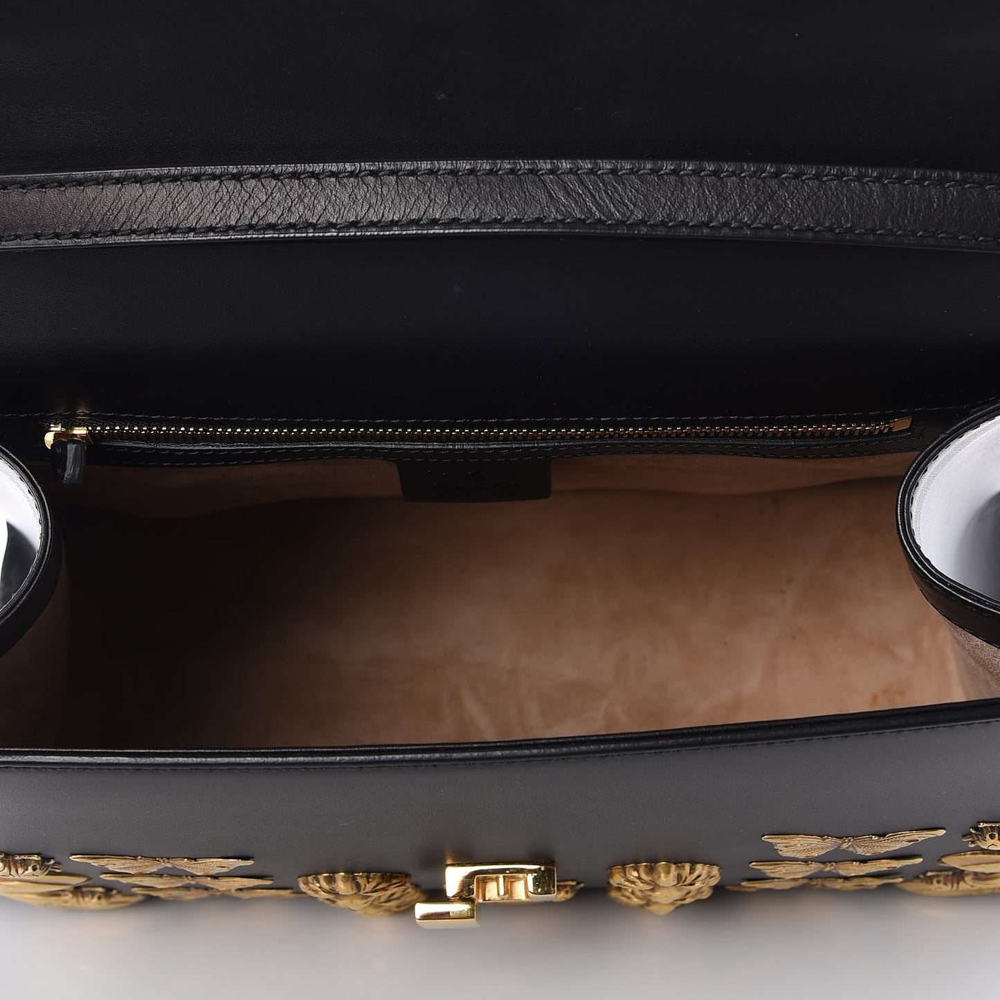 Calfskin Animal Studs Medium Sylvie Top Handle Bag Black