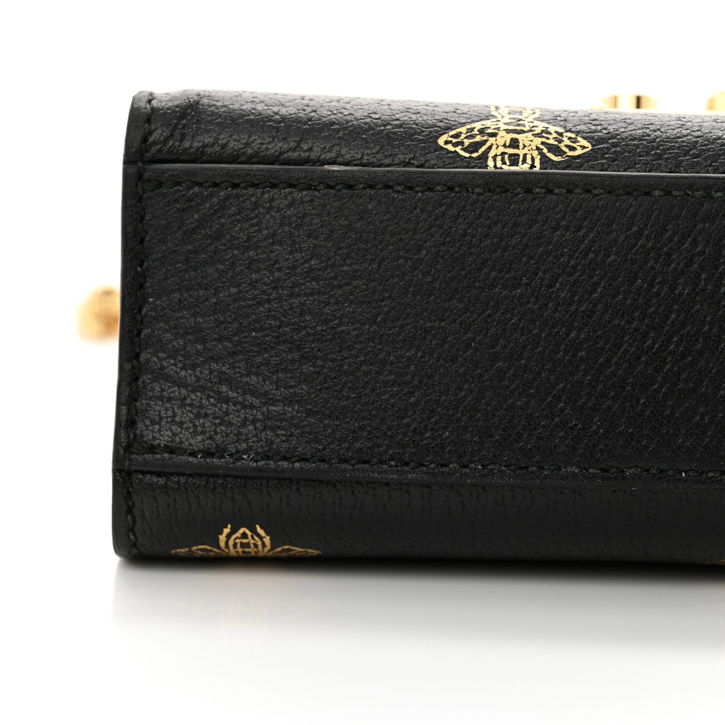 Grained Calfskin Bee Star Small Padlock Shoulder Bag Black