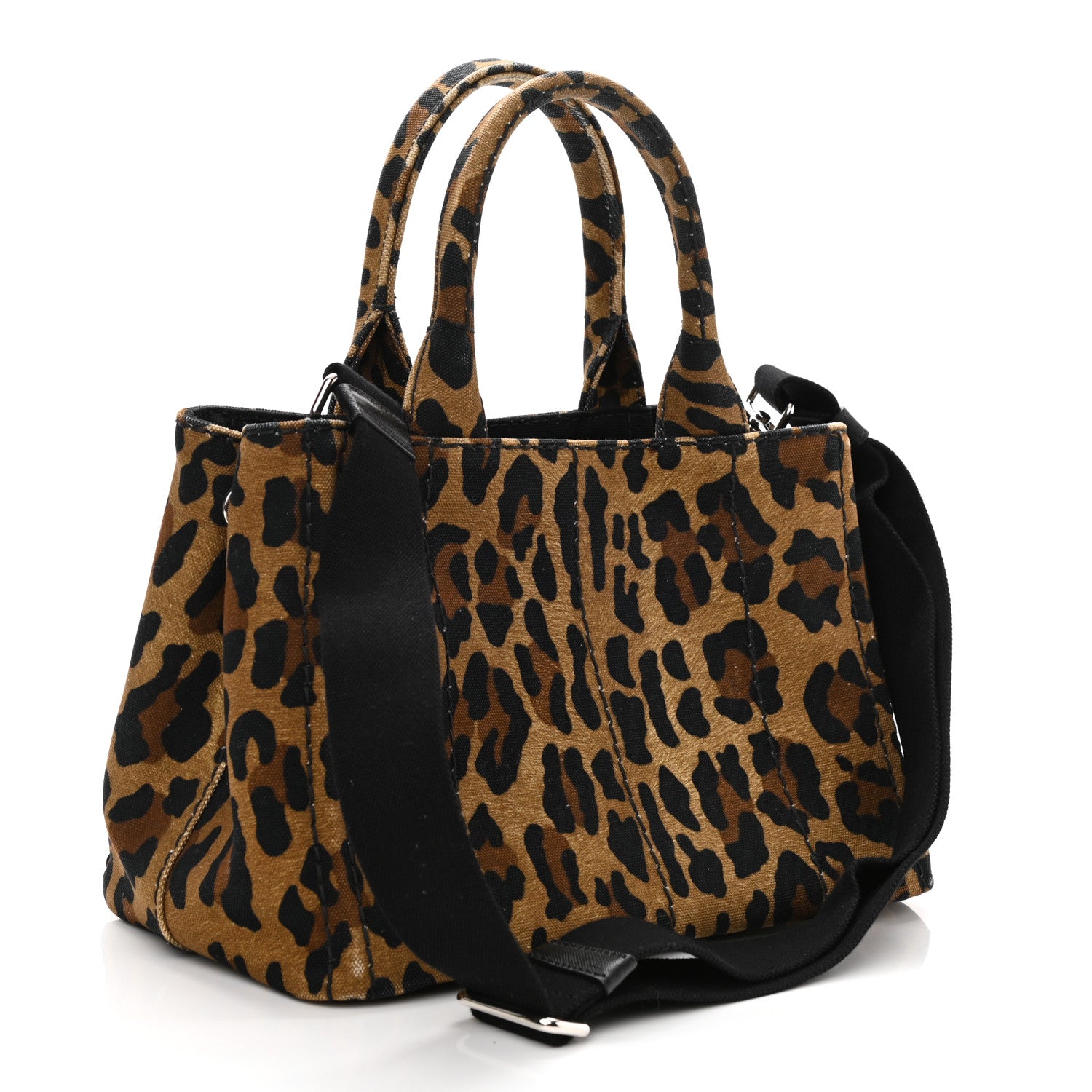 Prada Canvas Leopard Print Small Tote Miele 2 of 9