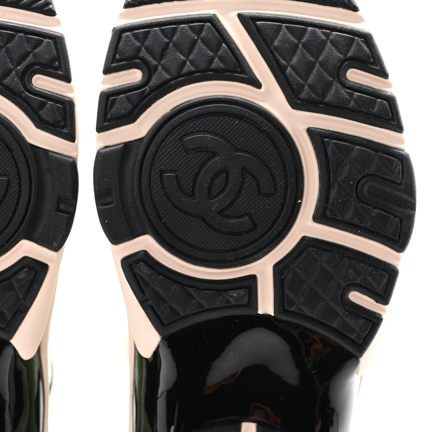 Chanel Knit Suede Fabric Womens CC Sneakers 37 Green Dark Green White Black 6 of 9