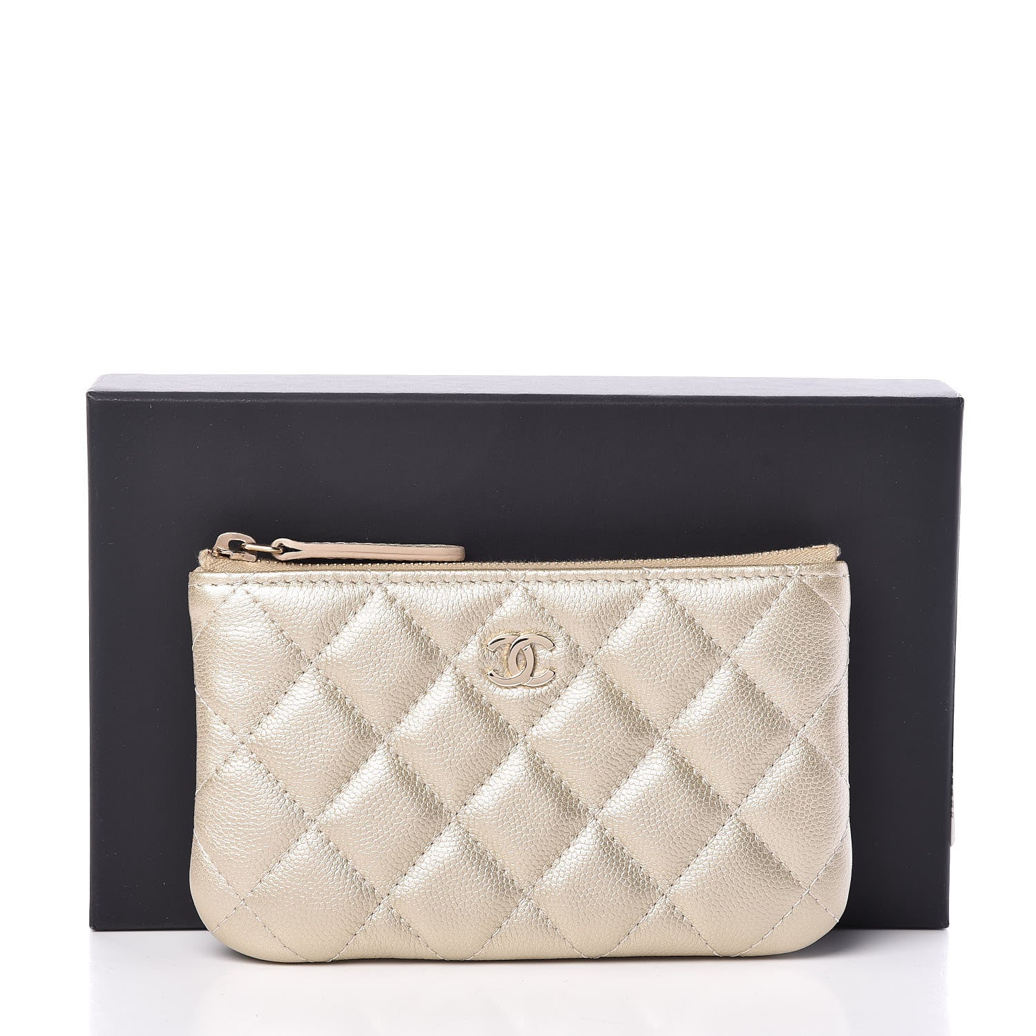 Chanel Metallic Caviar Quilted Small Cosmetic Case Gold 8 of 8
