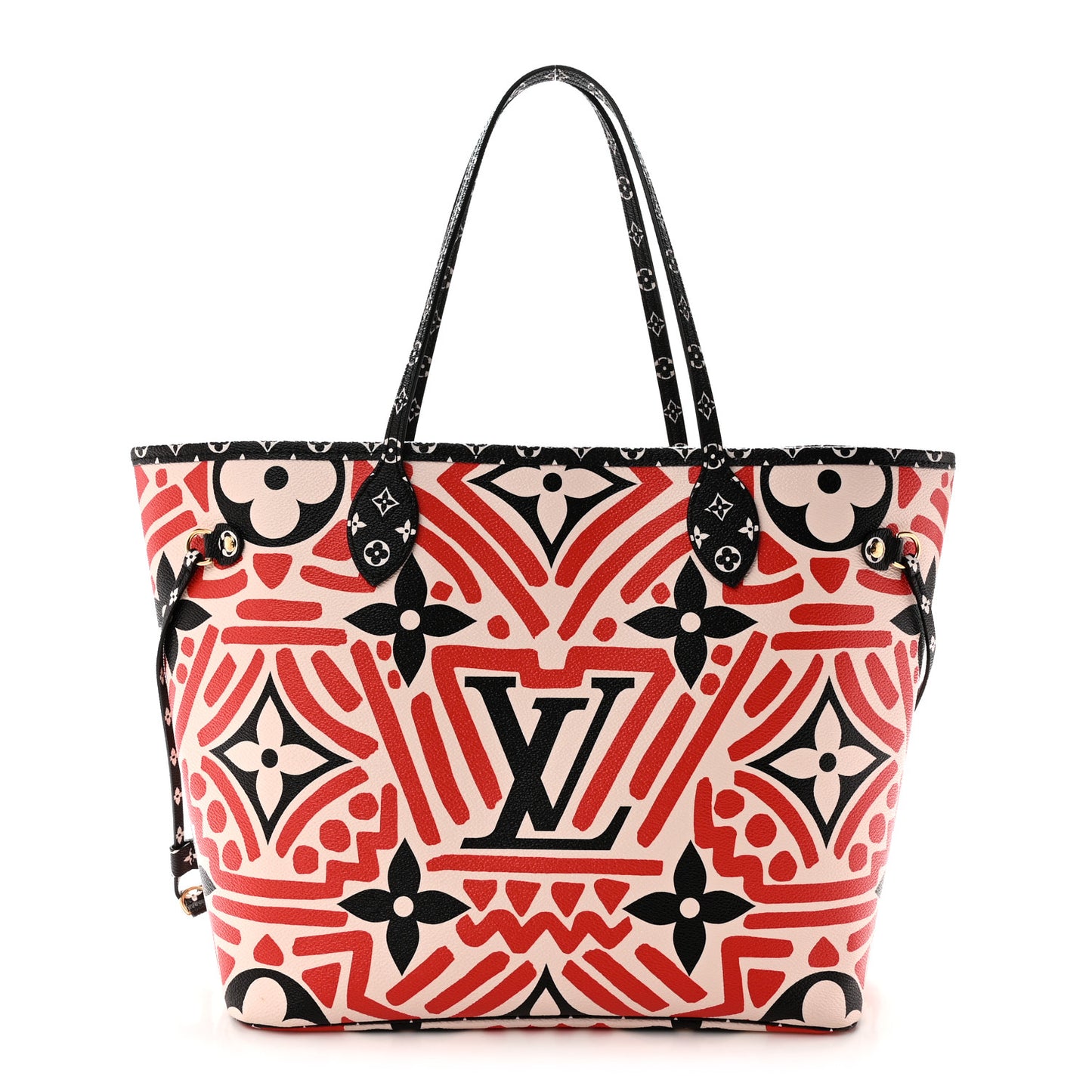 Monogram Giant Crafty Neverfull MM Creme Rouge Black