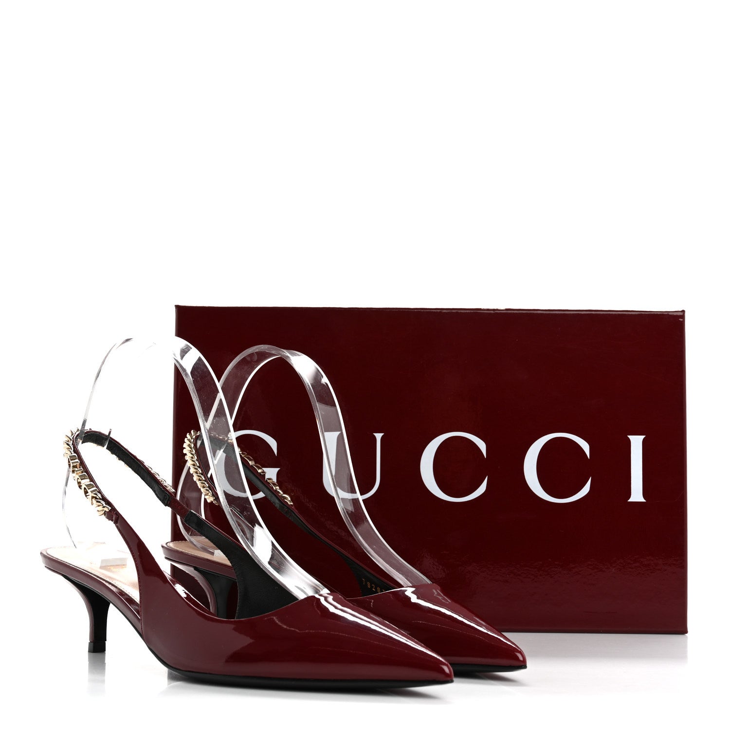 Gucci Patent Signoria 35mm Slingback Pumps 39 Rosso Ancora 10 of 10
