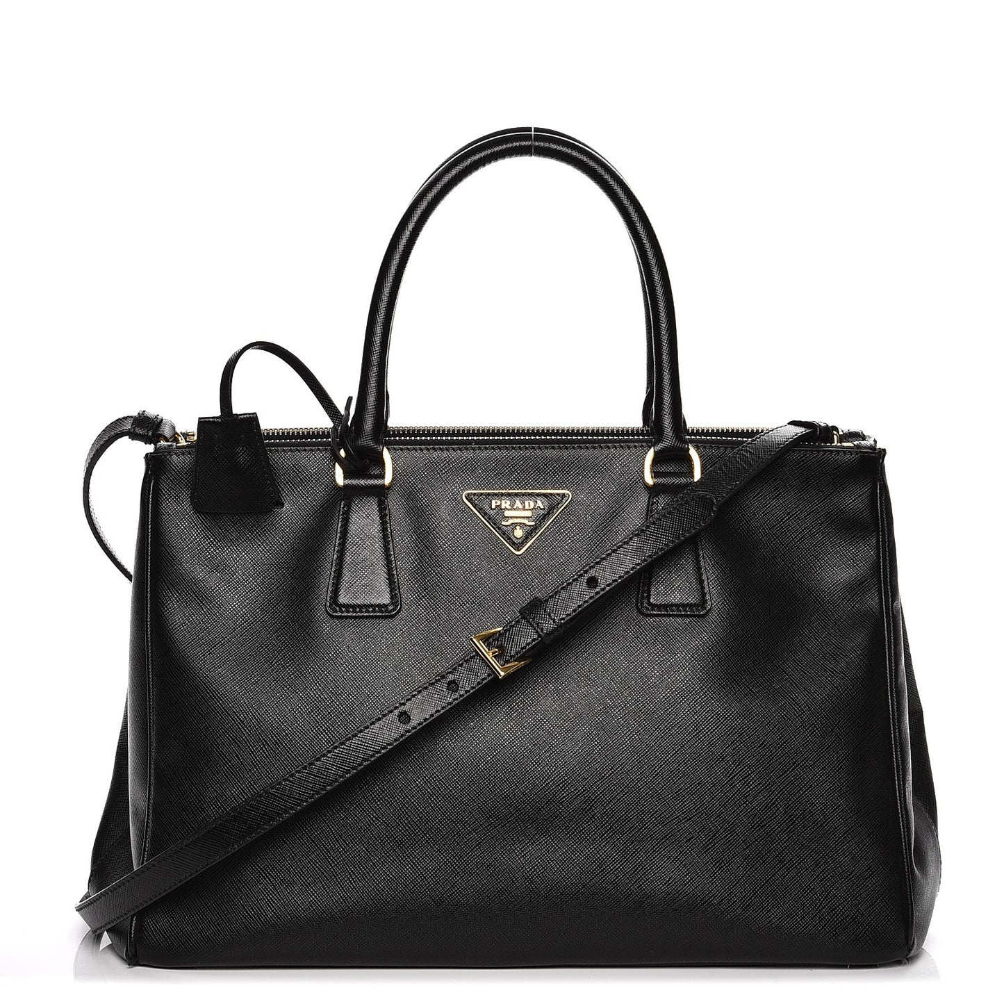 Saffiano Medium Galleria Double Zip Tote Black