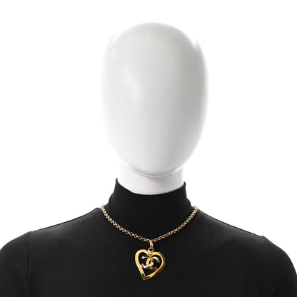 Chanel CC Heart Chain Pendant Necklace Gold 2 of 5