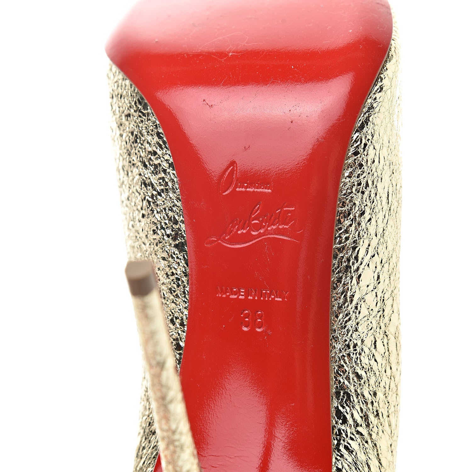 Christian Louboutin Metallic Crinkled Nappa Pigalle Follies 100 Pumps 38 Platine 7 of 10