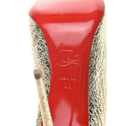 Christian Louboutin Metallic Crinkled Nappa Pigalle Follies 100 Pumps 38 Platine 7 of 10