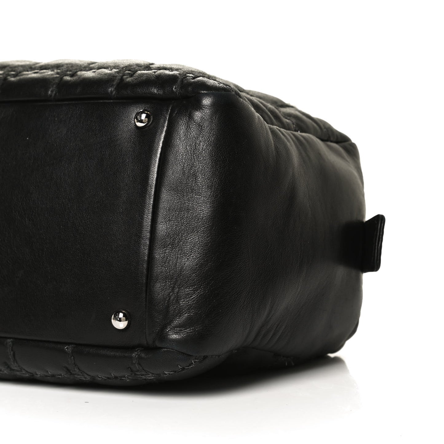 Calfskin Bubble Quilt Bowler Black