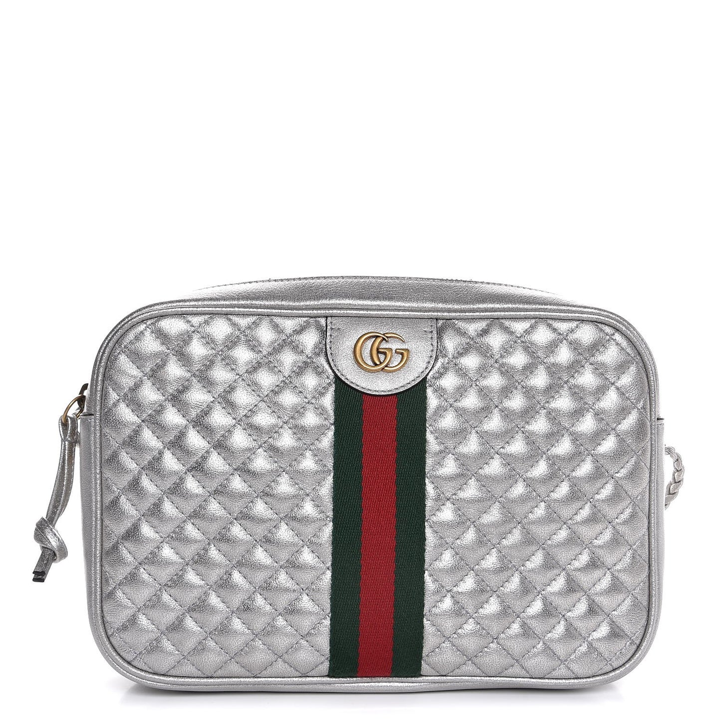 Laminated Nappa Web Trapuntata Small GG Shoulder Bag Argento
