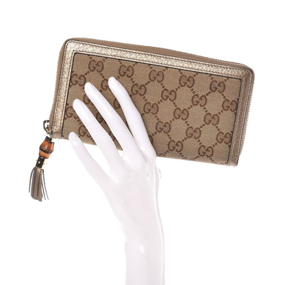 Gucci Monogram Bamboo Tassel Zip Around Wallet Gold 2 of 8