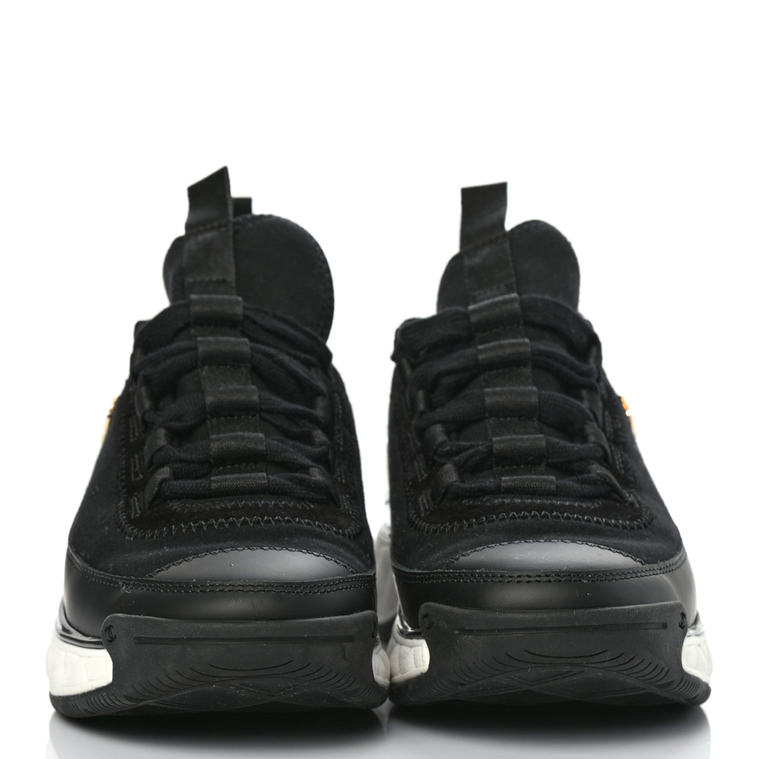 Chanel Fabric Calfskin Suede CC Sneakers 36 Black 2 of 8
