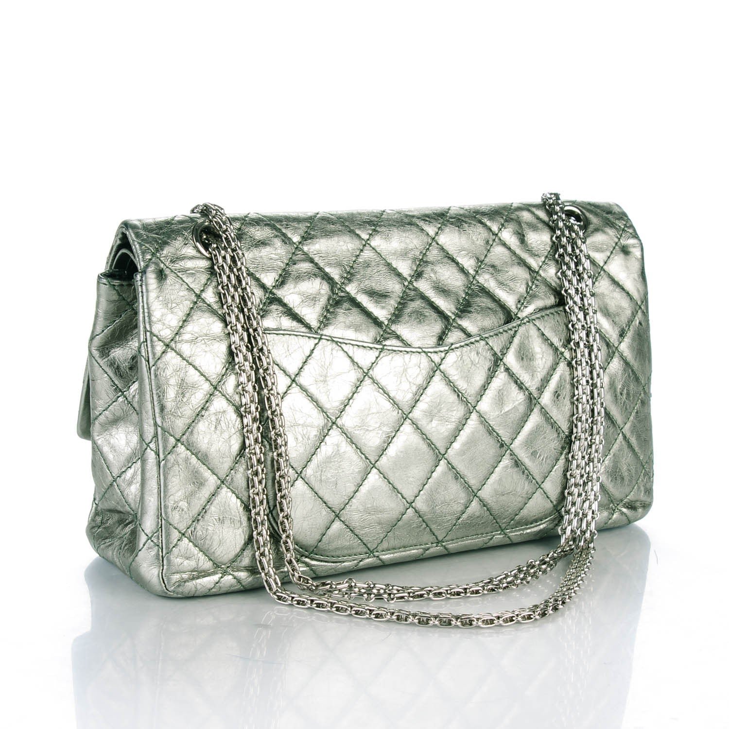 Chanel Metallic Aged Calfskin 2.55 Reissue 227 Flap Green 3 of 8