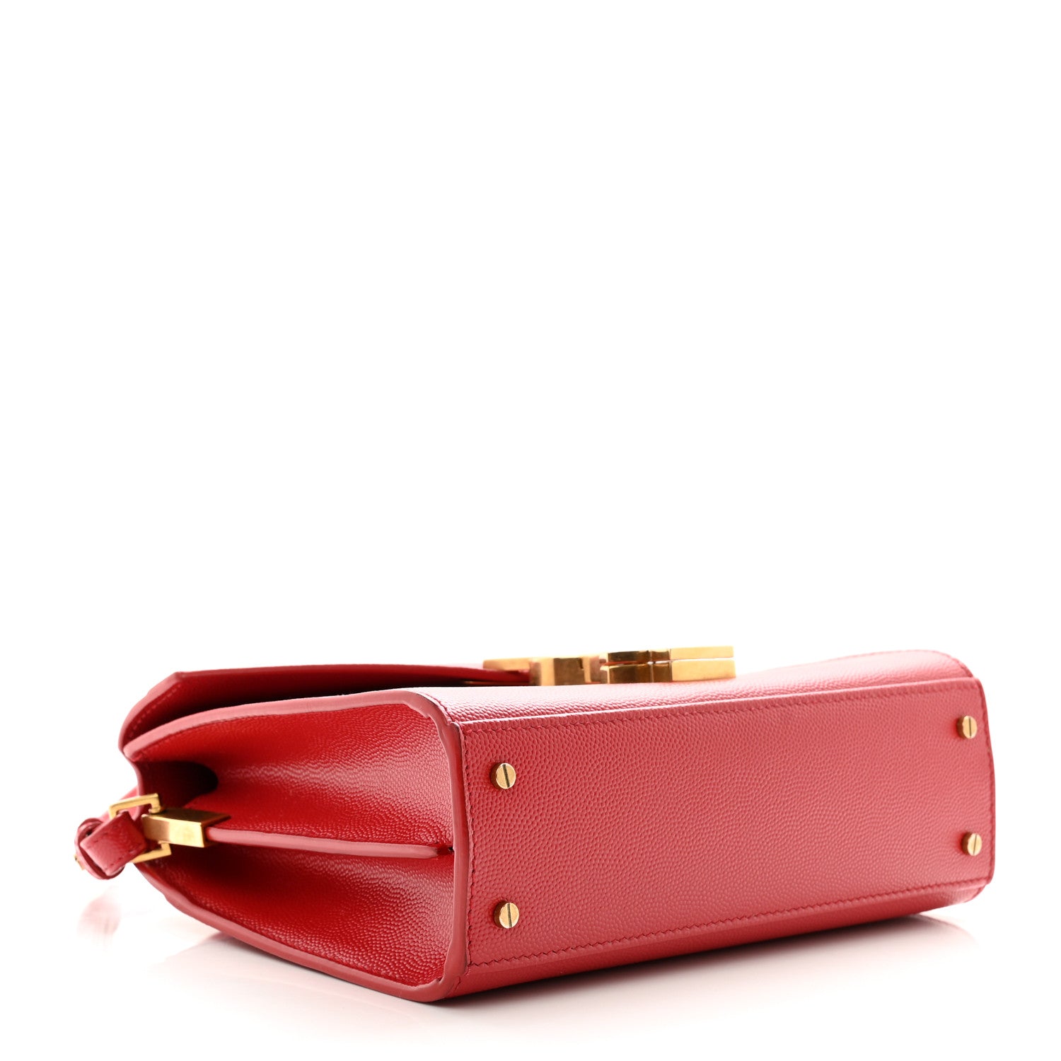 Saint Laurent Grain de Poudre Mini Classic Monogram Cassandra Top Handle Red 4 of 11