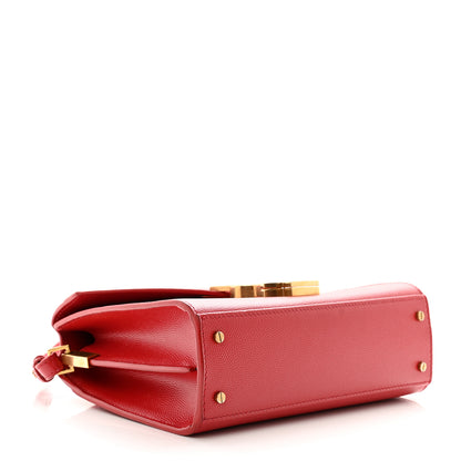 Saint Laurent Grain de Poudre Mini Classic Monogram Cassandra Top Handle Red 4 of 11