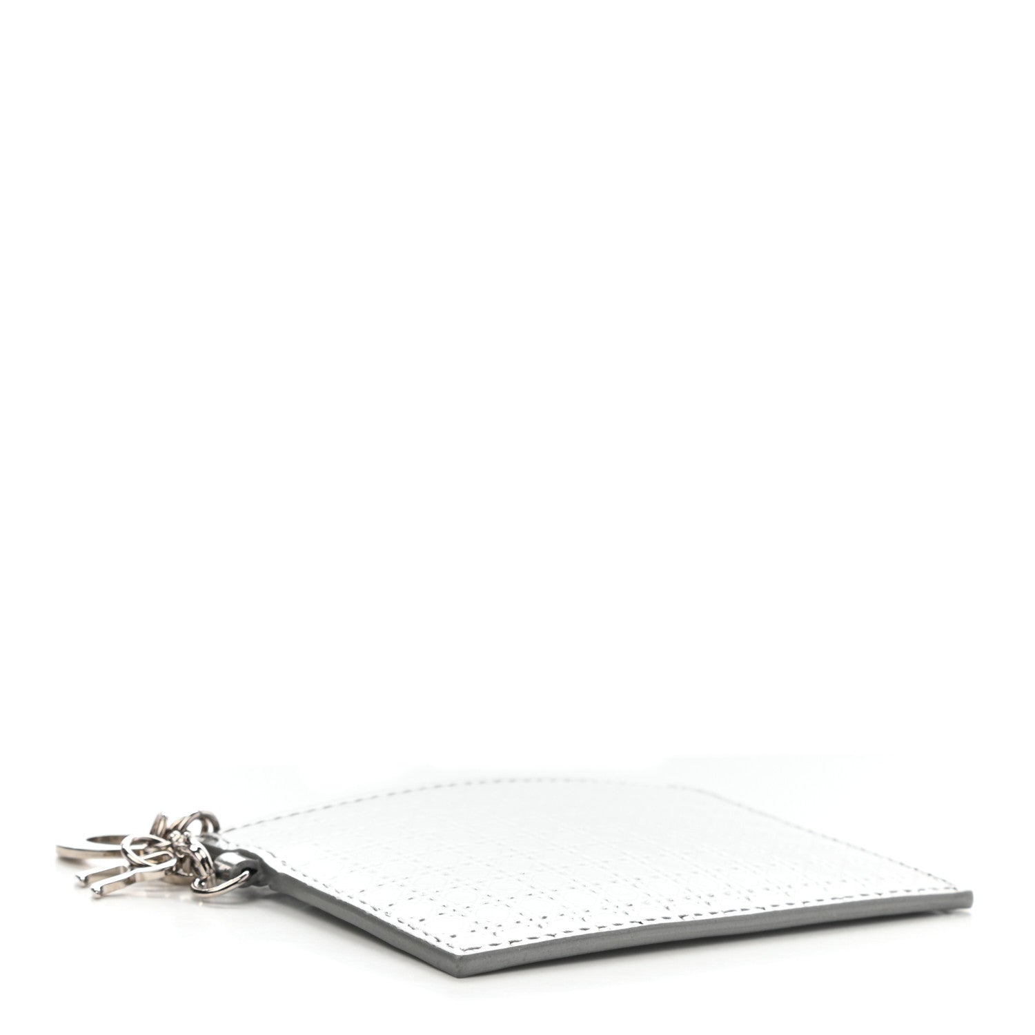Christian Dior Metallic Patent Micro-Cannage Lady Dior Card Holder Silver 4 of 7