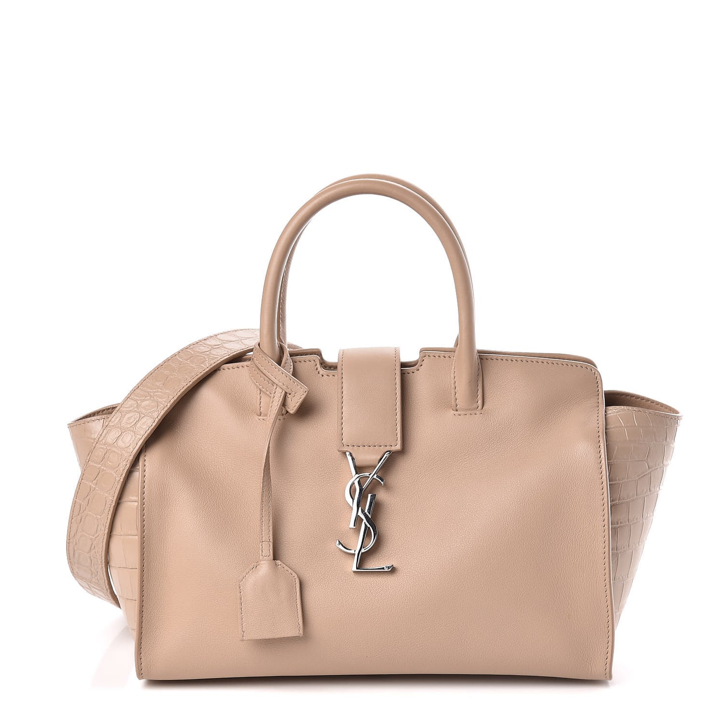 Smooth Calfskin Crocodile Embossed Baby Monogram Downtown Cabas Dark Beige