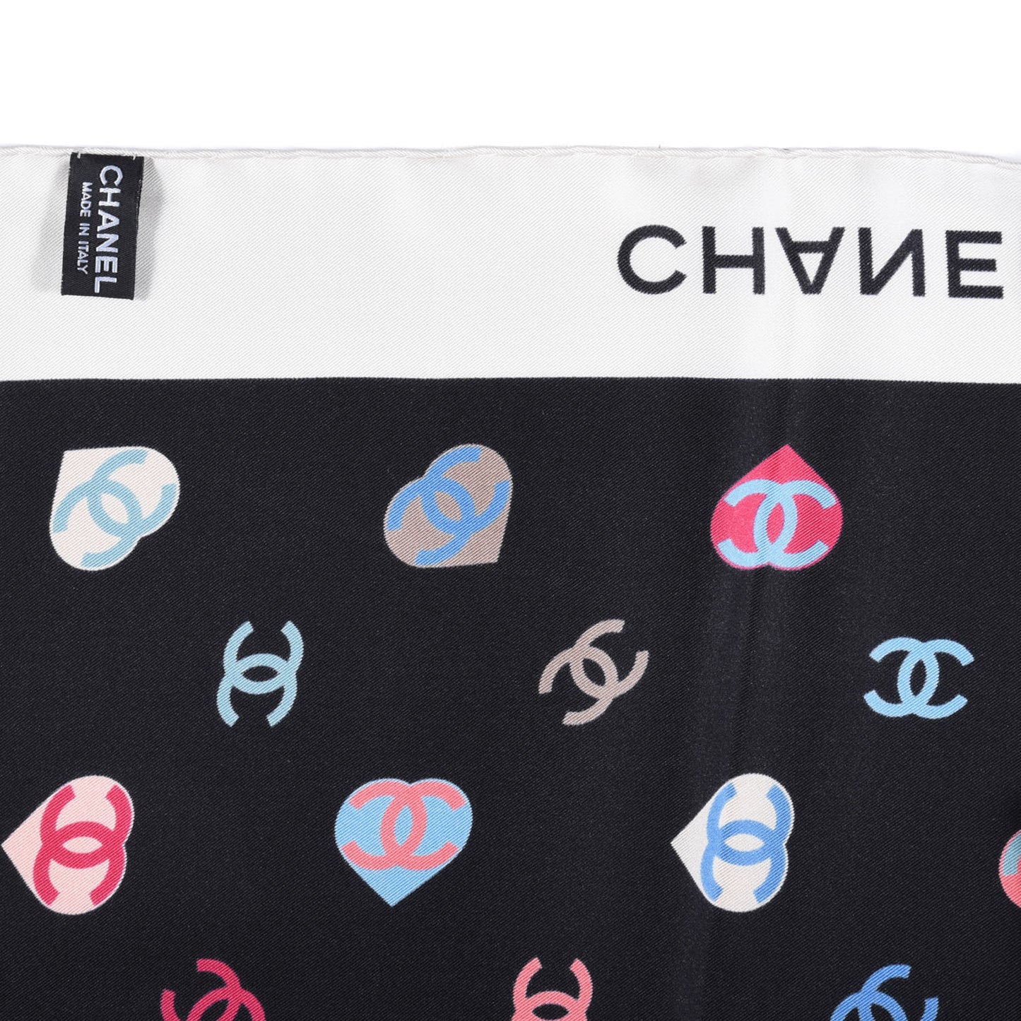 Silk Heart CC Square Scarf Black Multicolor