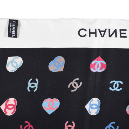 Chanel Silk Heart CC Square Scarf Black Multicolor 2 of 3