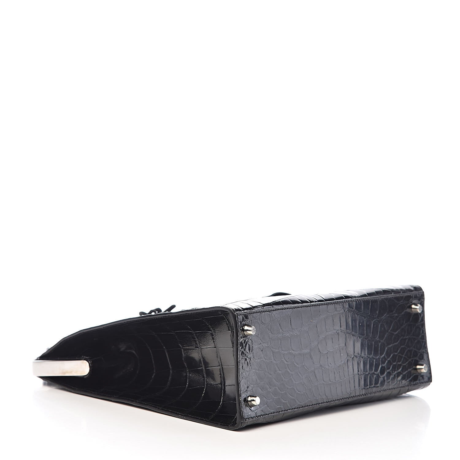 Prada Shiny Crocodile Framed Bag Black 4 of 15