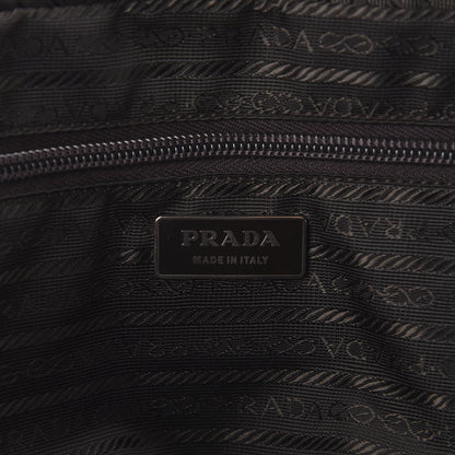 Prada Tessuto Nylon Calfskin Lizard Embossed Tote Ebano 6 of 9
