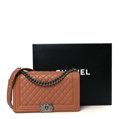 Chanel Calfskin Quilted New Medium Boy Flap Dark Beige 11 of 11