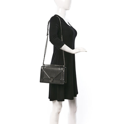 Christian Dior Metallic Patent Micro-Cannage Medium Diorama Flap Bag Onyx Black 2 of 13