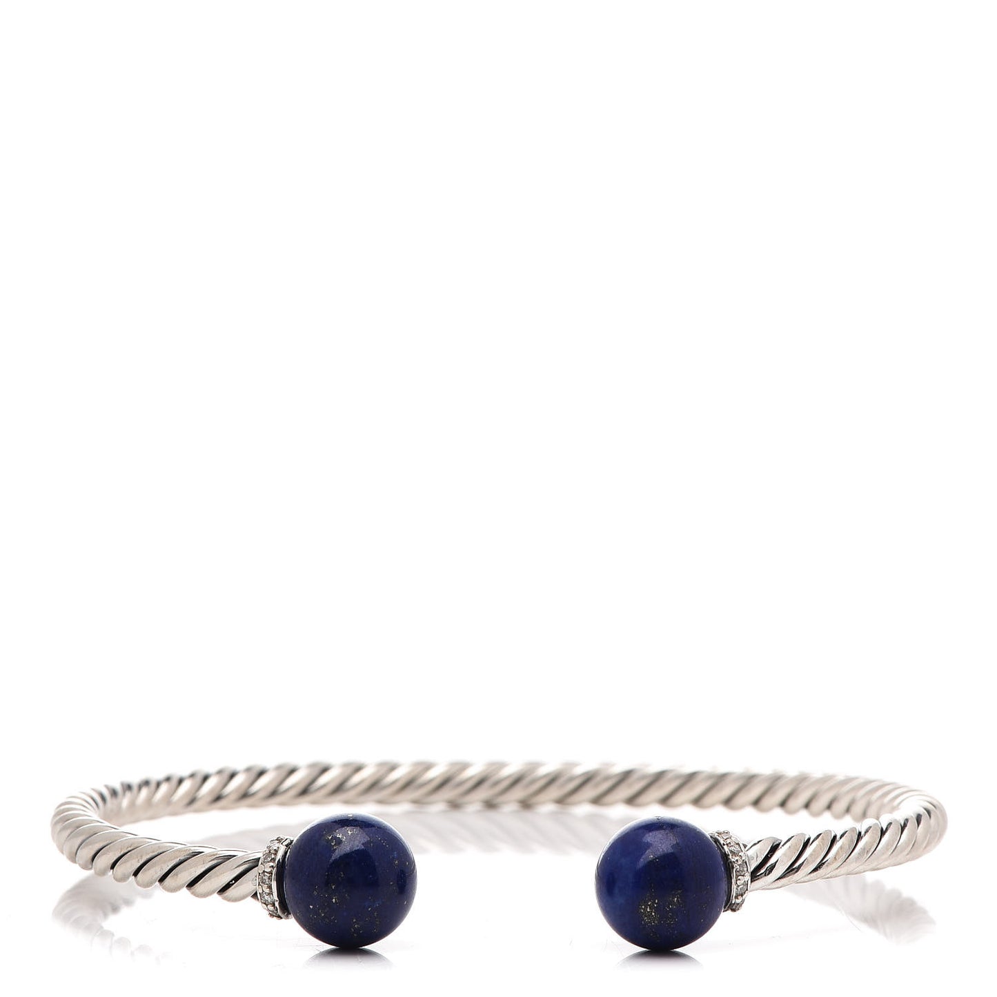 Sterling Silver Diamond Lapis Lazuli 9mm Solari Bracelet