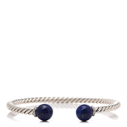 David Yurman Sterling Silver Diamond Lapis Lazuli 9mm Solari Bracelet 1 of 4