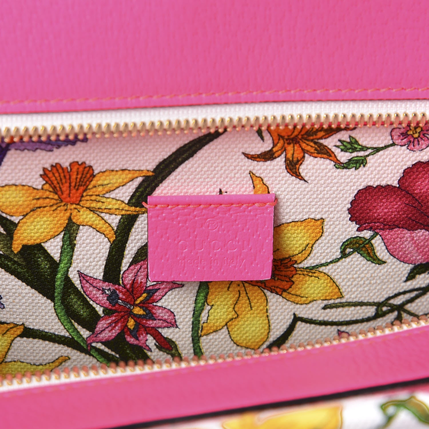 Gucci Canvas Medium Flora Tote Fuchsia 7 of 9