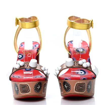 Christian Louboutin Calfskin Movida Athina Printed 130 Platform Sandals 38 Brown Multicolor 2 of 9