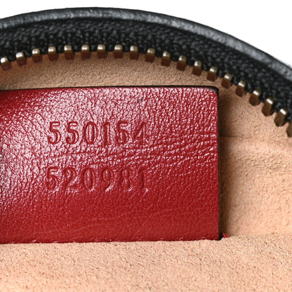 Gucci Vintage Effect Calfskin Matelasse Diagonal Mini Torchon GG Marmont Round Shoulder Bag Black Romantic Cherry 7 of 9