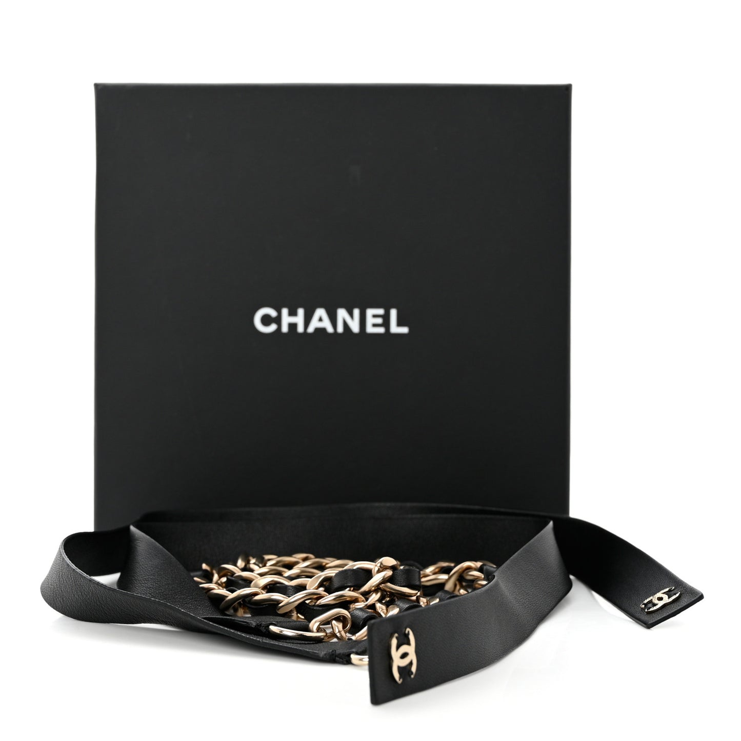 Lambskin Chain CC Bow Belt M 80 32 Black