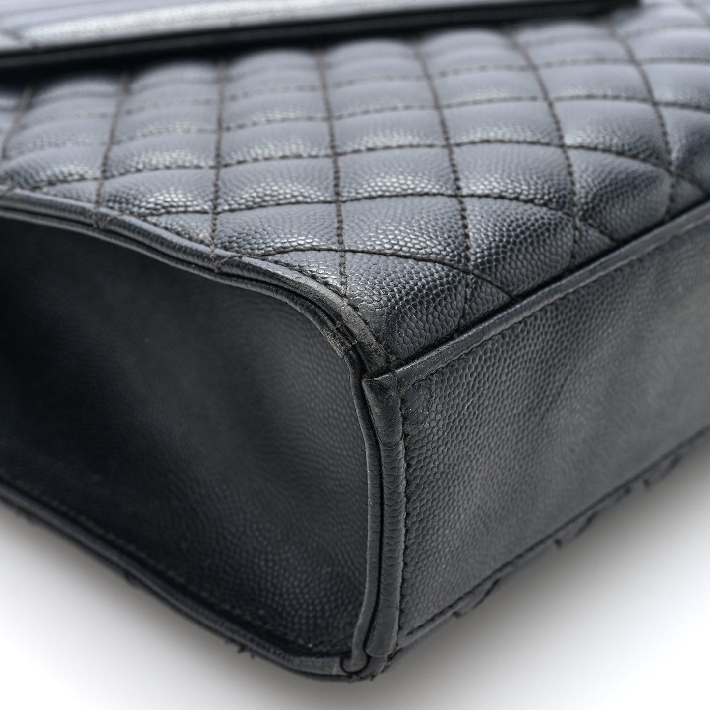 Grain De Poudre Textured Mixed Matelasse Large Triquilt Monogram Monochrome Satchel Black