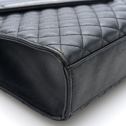 Saint Laurent Grain De Poudre Textured Mixed Matelasse Large Triquilt Monogram Monochrome Satchel Black 8 of 9