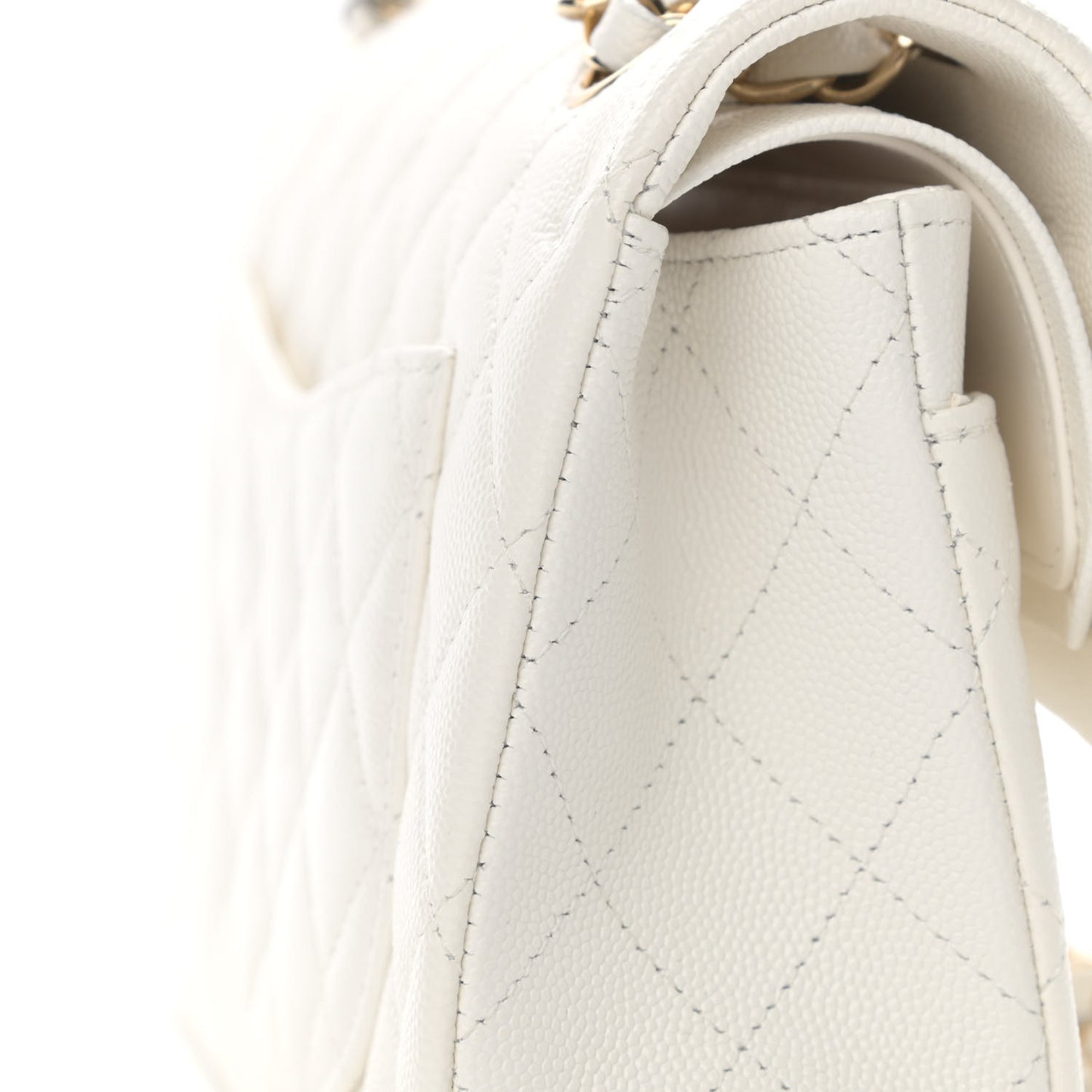 Caviar Quilted Small Double Flap White