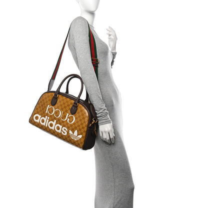 Gucci X ADIDAS Crystal Vintage Monogram Textured Dollar Calfskin Web Trefoil Logo Medium Messenger Bag Mid Natural Nut Off White New Acero 2 of 10