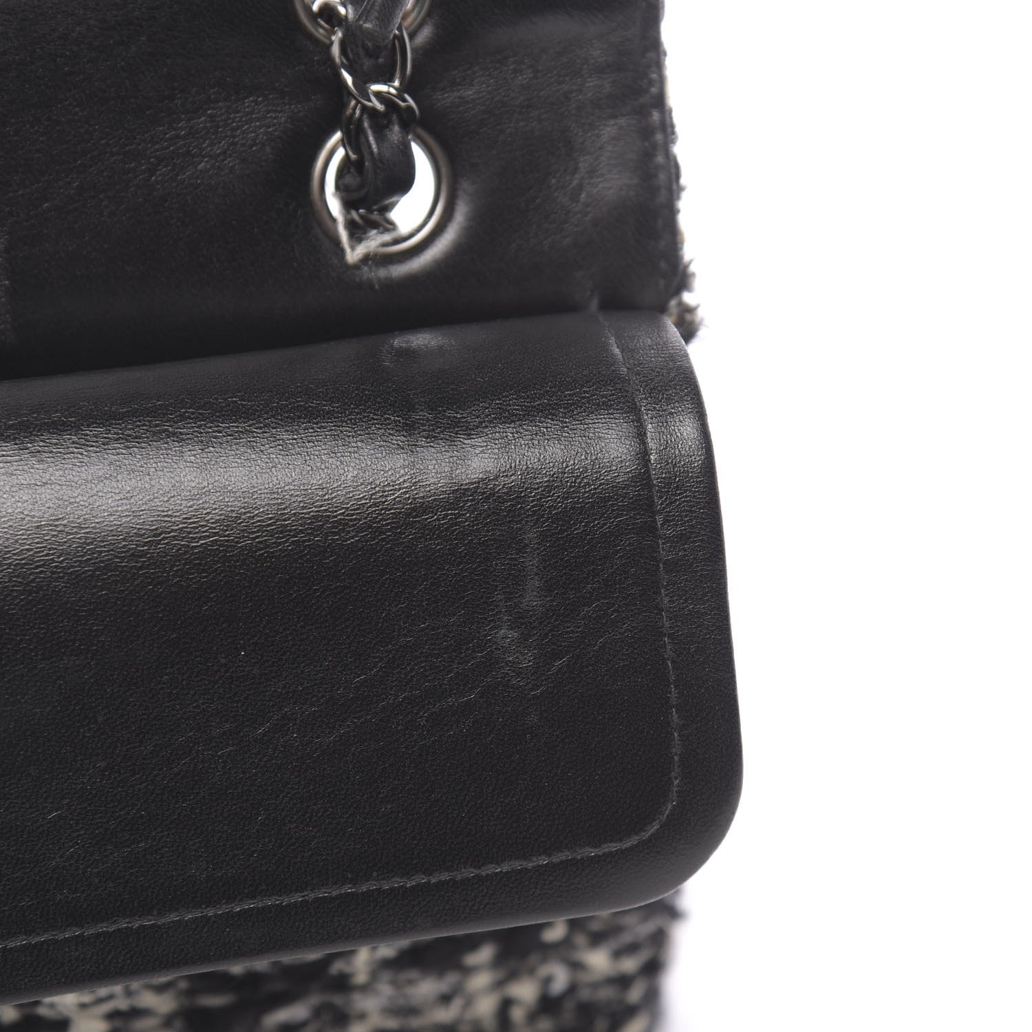 Chanel Tweed Sequin Quilted Medium Double Flap Black 10 of 13