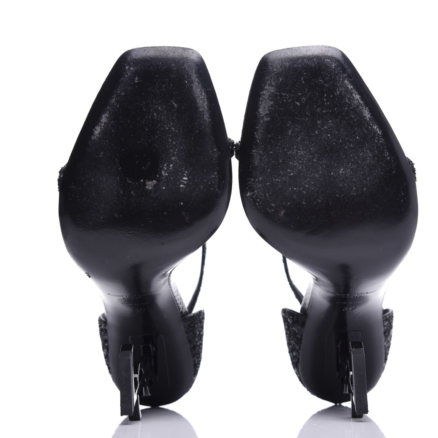 Saint Laurent Glitter Opyum 110 Sandals 39 Black 6 of 11
