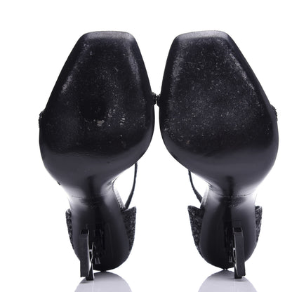 Saint Laurent Glitter Opyum 110 Sandals 39 Black 6 of 11