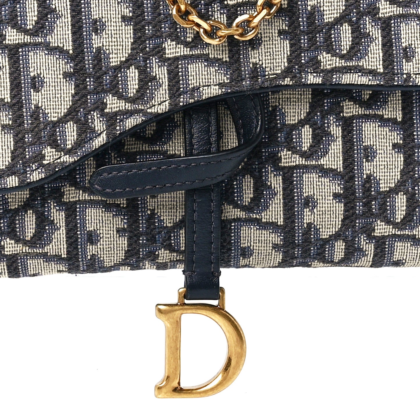 Oblique Saddle Chain Long Wallet Blue